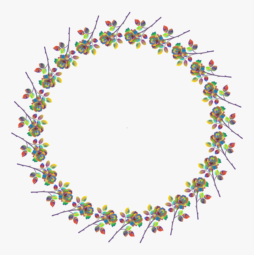 Polyprismatic Rose Frame - Black Flower Round Template, HD Png Download