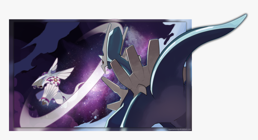 #glitchpokemon #palkia #dialga Fan Art - Palkia And Dialga Fight, HD Png Download