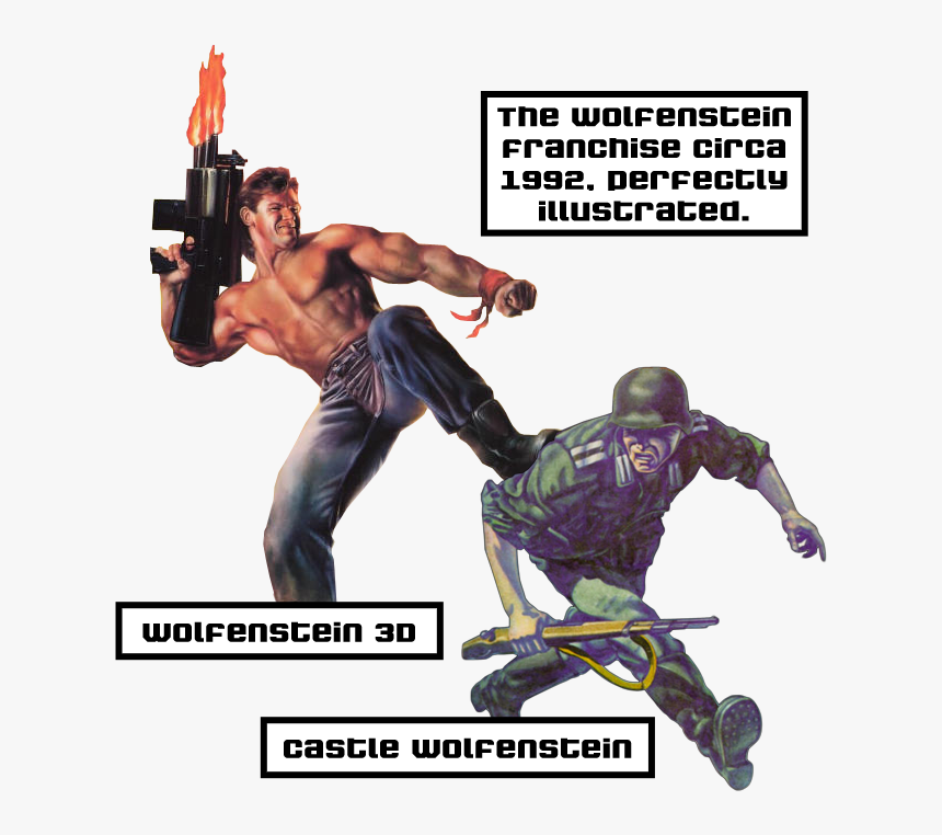 As “patrick Swayze Meets Contra,” Is The Guy You Control - Wolfenstein 3d Cover, HD Png Download