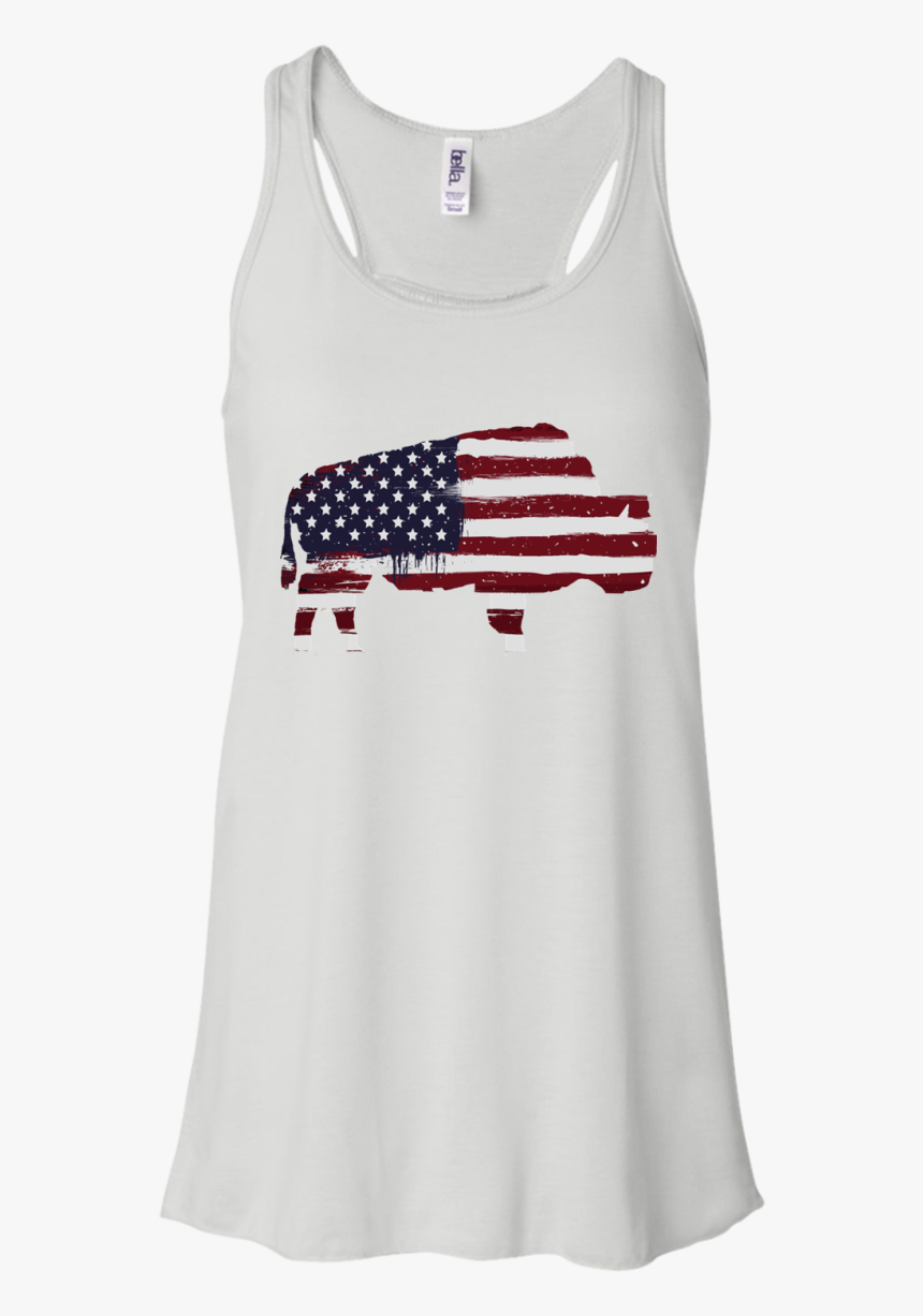 Buffalo American Flag Flowy Racerback Tank 
 Class - T-shirt, HD Png Download