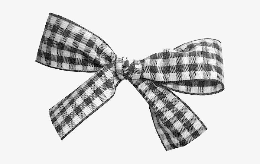 Plaid Ribbon Png Image - Christmas Bow Black And White Transparent Background, Png Download