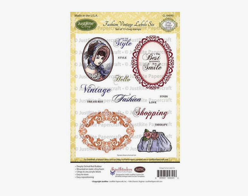 Fashion Vintage Labels Six Cling Stamps Cl-04845 
 - Parallel, HD Png Download