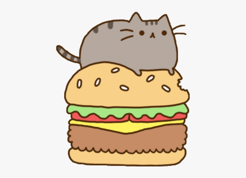 Cheeseburger Pusheen Hamburger Sandwich Free Download - Pusheen Cat Gif, HD Png Download