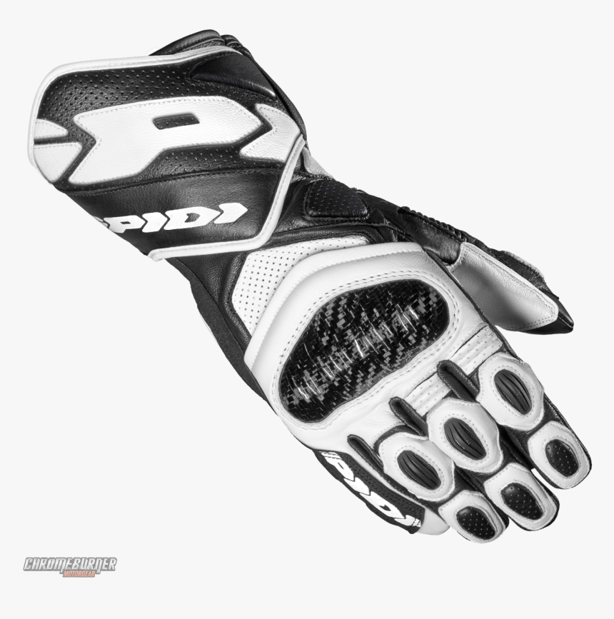 Spidi Carbo 7 Black White Motorcycle Gloves 
title - Spidi, HD Png Download