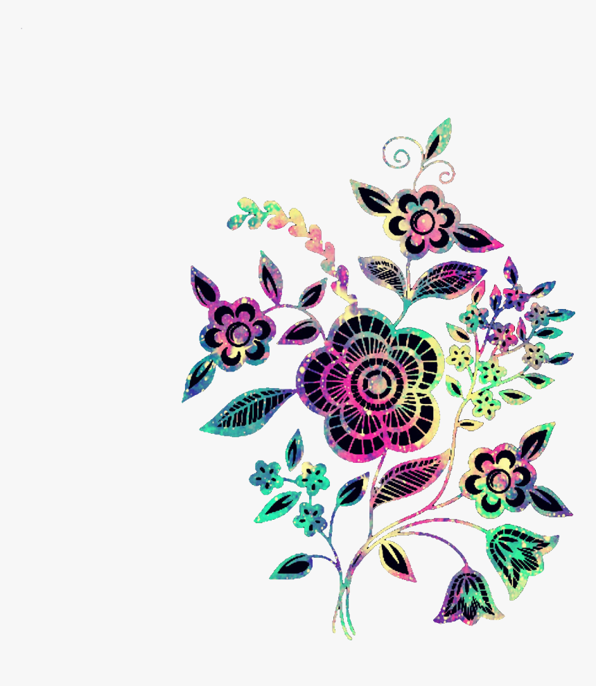 Ftestickers Glitter Sparkle Galaxy Flowers Colorful - Illustration, HD Png Download
