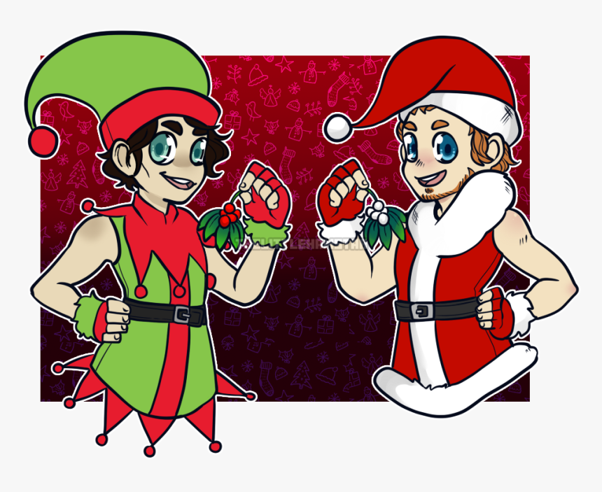 Santa And Elf - Cartoon, HD Png Download