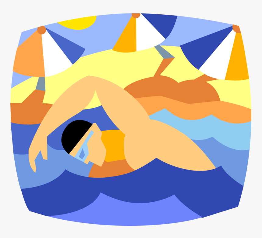 Transparent Competitive Swimming Clipart Black And - Cartoon Swimming Vector Png, Png Download