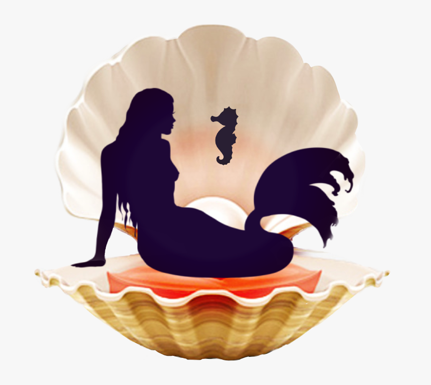 #pearl #mermaid #seahorse #sticker #underthesea #freetoedit - Mermaid On Rock Silhouette, HD Png Download
