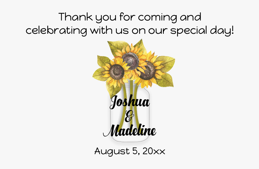 Sunflower Mason Jar - Sunflower, HD Png Download