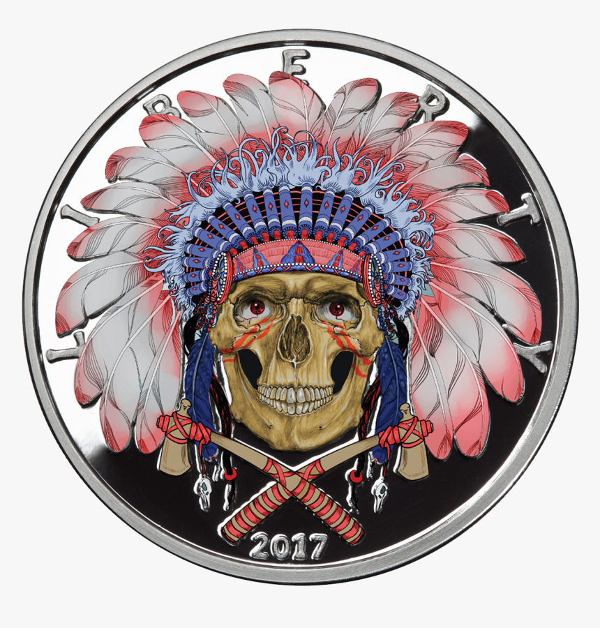 5 Oz Colorized Proof American Western Skulls Indian, HD Png Download