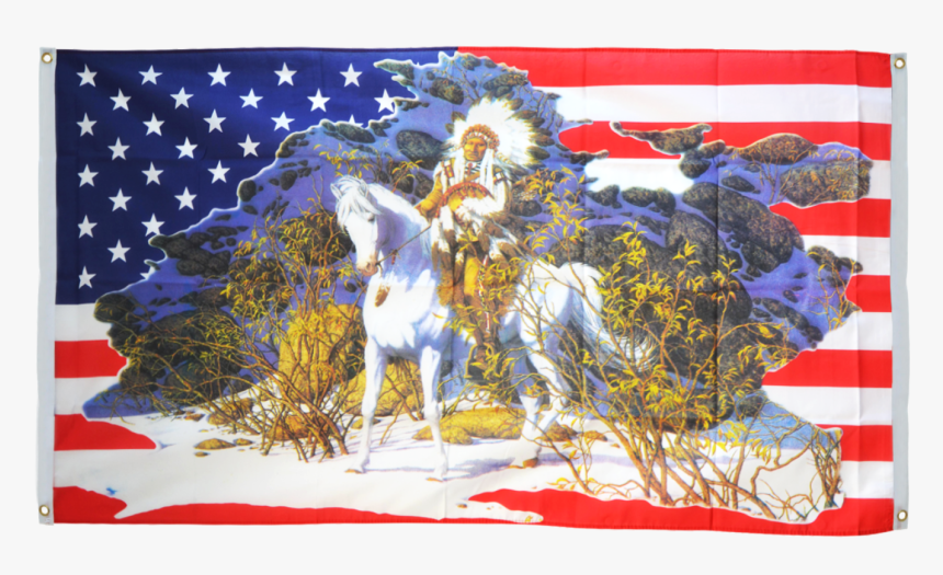 Usa With Indian Chief Flag For Balcony - Bev Doolittle Art, HD Png Download