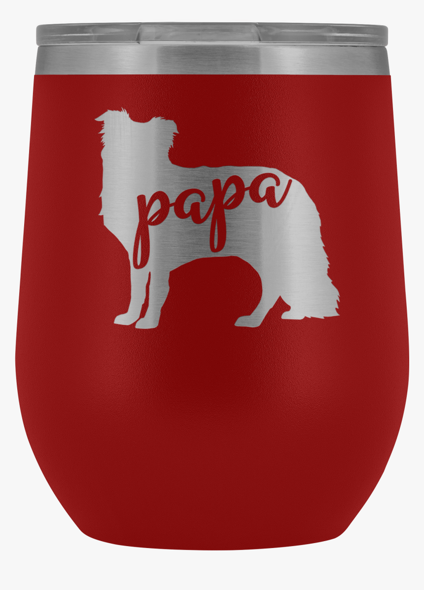 Border Collie Papa Wine Tumbler With Lid, Dog Dad 12oz - Dog, HD Png Download