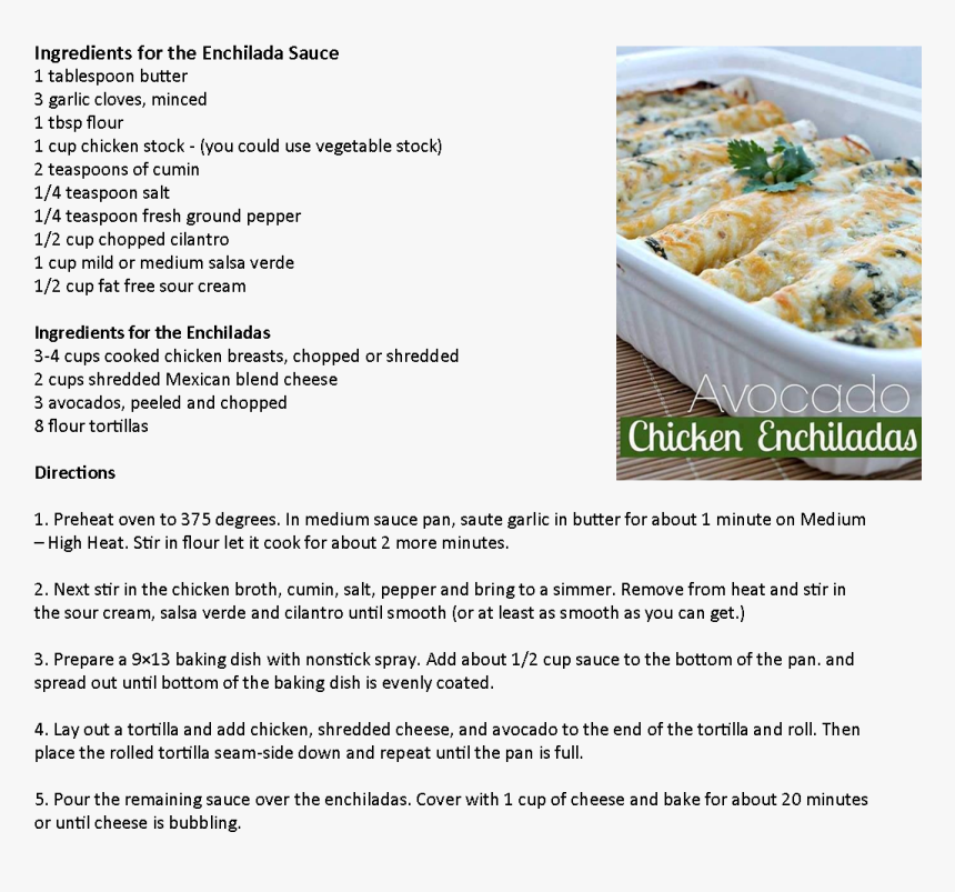 Avocado Chicken Enchiladas, HD Png Download