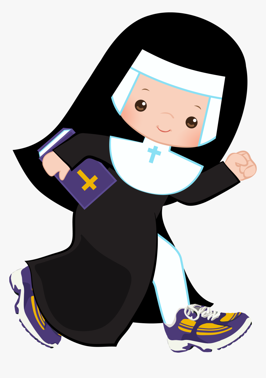 Turkey Run Clipart Clip Art Black And White Library - Nun Running Clipart, HD Png Download