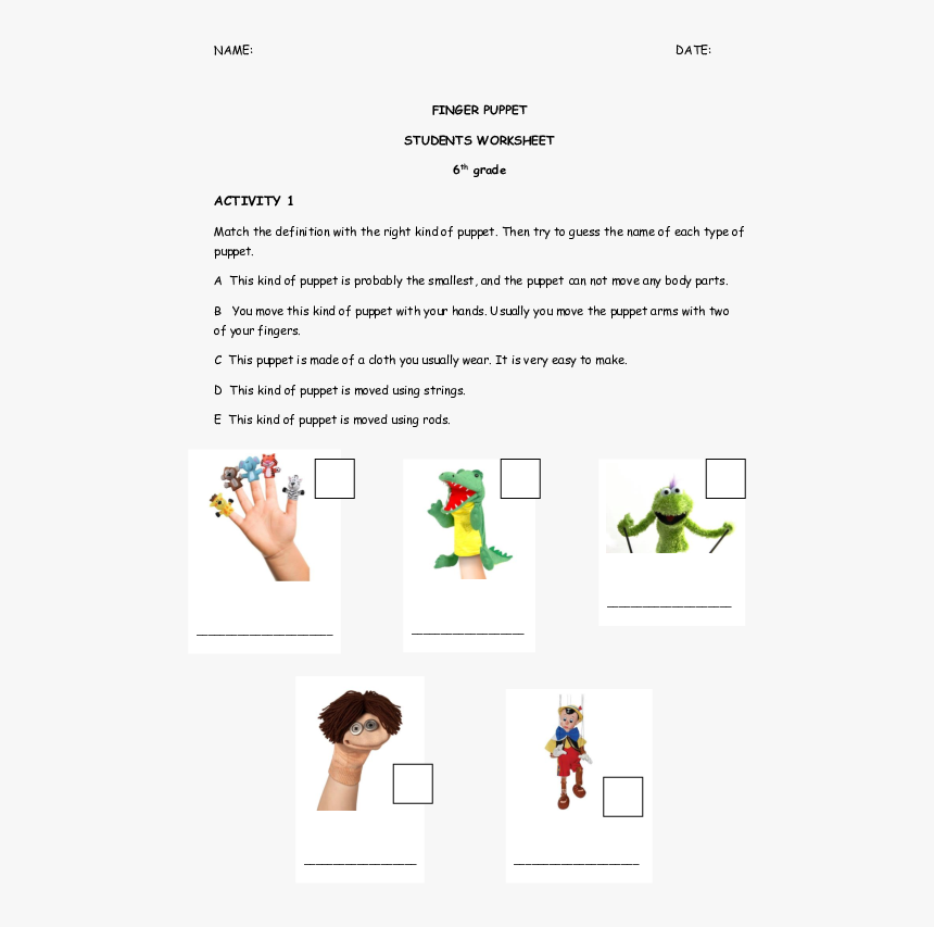 Types Of Puppet Worksheet, HD Png Download , Transparent Png Image