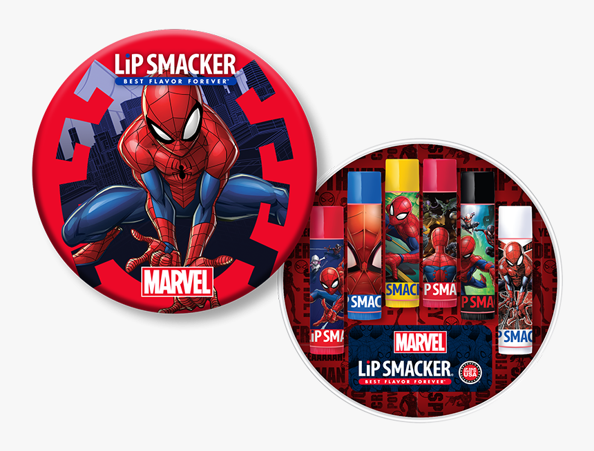 Spider Man 6 Piece Lip Balm Tin - Spiderman Graphic Sticker, HD Png Download