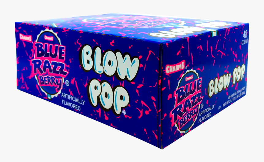 Charms Blow Pop Blue Razz Berry 48 Pops Box - Box, HD Png Download
