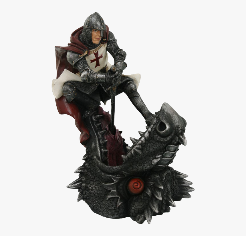 Crusader Killing Dragon Statue - Figurine, HD Png Download
