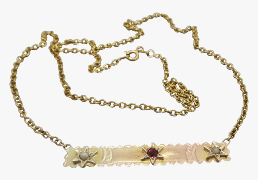 Upcycled 9k Gold Garnet Doublet Seed Pearl Necklace - Chain, HD Png Download