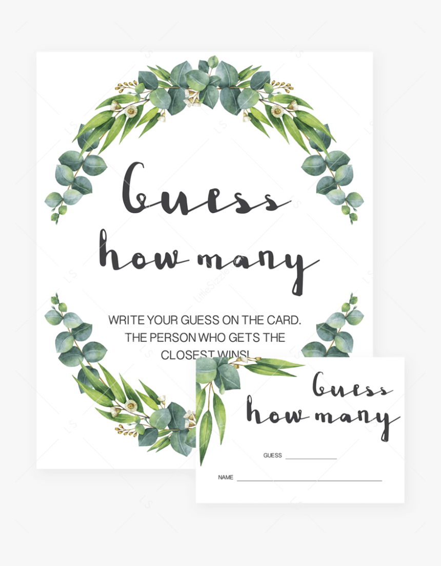 Greenery Wreath Baby Shower Guess How Many Game By - Would She Rather Baby Shower Game, HD Png Download