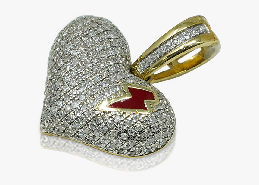 10k Yellow Gold Diamond Ladies Bolt Heart Pendant - Beanie, HD Png Download