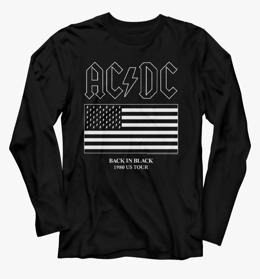 Back In Black 1980 Us Tour Acdc Long Sleeve Shirt Ac Dc Us Flag T Shirt Hd Png Download Transparent Png Image Pngitem