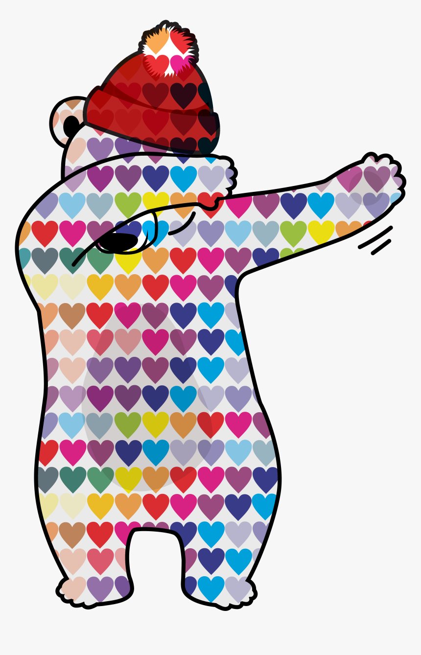 A Great Bear Design With Hearts And Red Bobble Hat - Valentine's Day, HD Png Download
