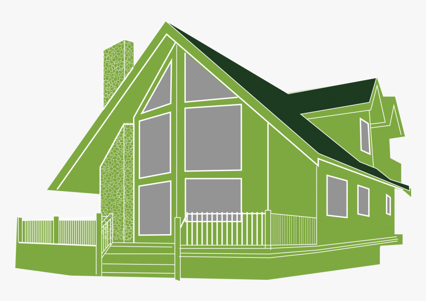 Attic Drawing Sloping Roof House - House, HD Png Download