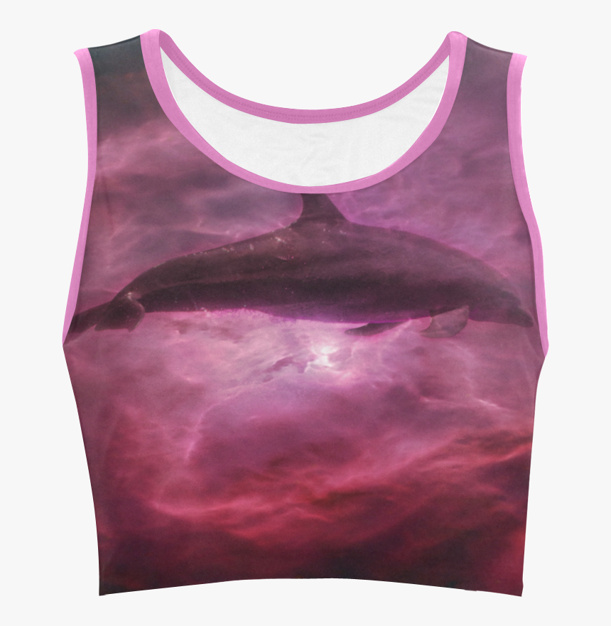 Dolphin In Pink Waters Women S Crop Top - Active Tank, HD Png Download