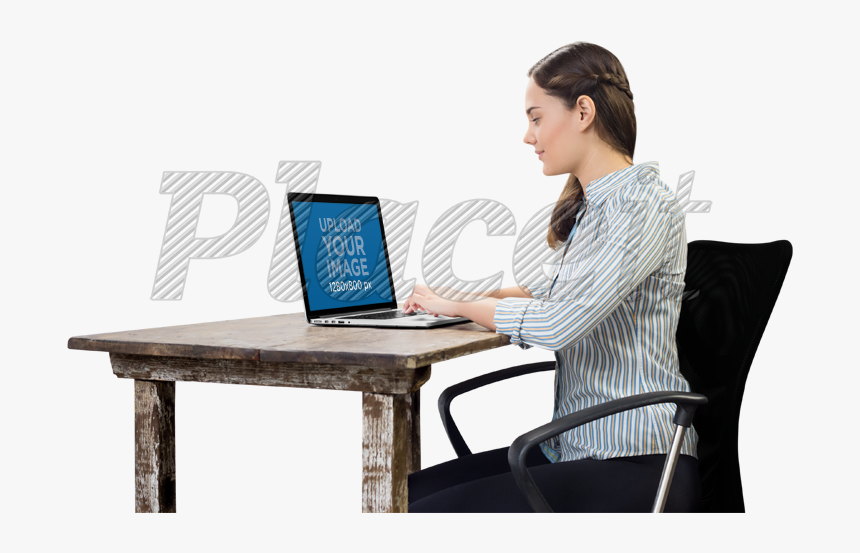 Desk And Woman Png - Person Sitting At Desk Png, Transparent Png