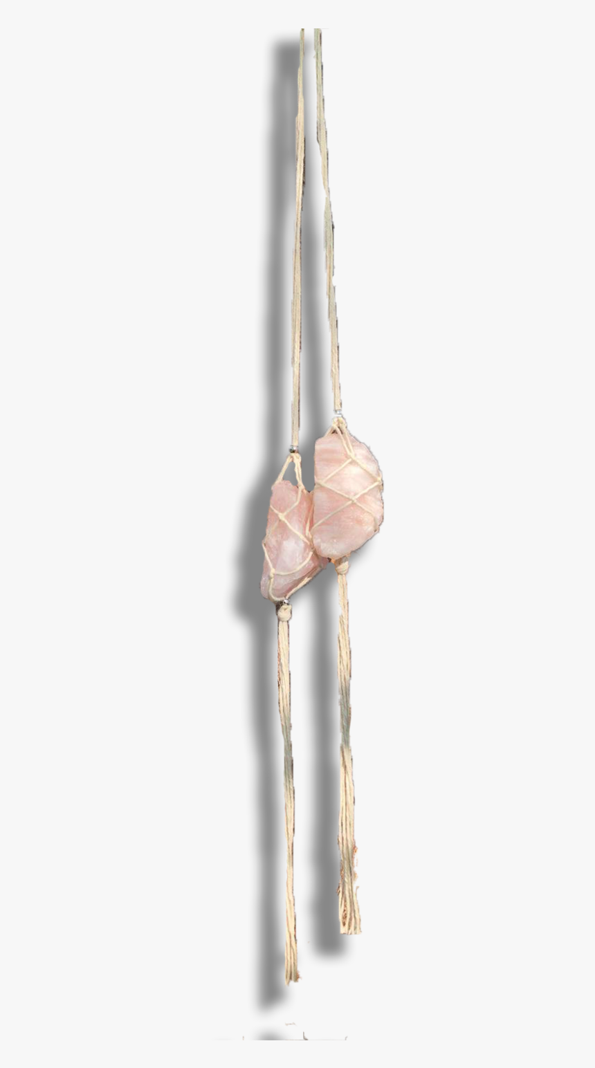 Macrame Crystal Hangers & Rough Rose Quartz Crystal - Body Jewelry, HD Png Download