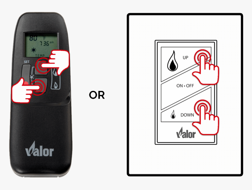 How Do I Adjust Flame Heights In My Valor Gas Fireplace - Gas Fireplace Switch Up Or Down, HD Png Download