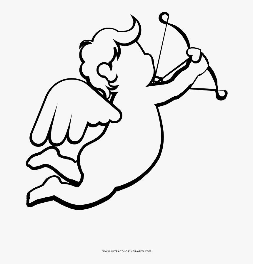 Cupid Coloring Page - Line Art, HD Png Download
