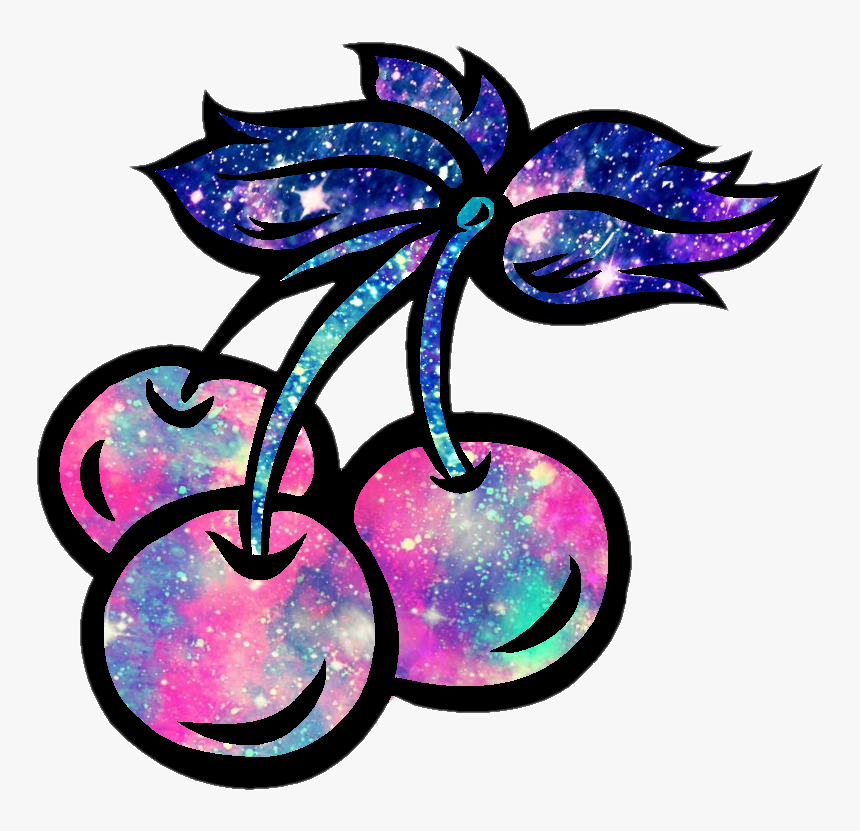 Cherry Cherries Fruit Galaxy Sparkle Stars Glitter - Cherry With Glitter Clip Art, HD Png Download