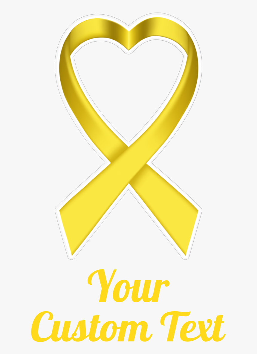 Custom Heart Yellow Ribbon Multi-color Transfer Sticker, HD Png Download