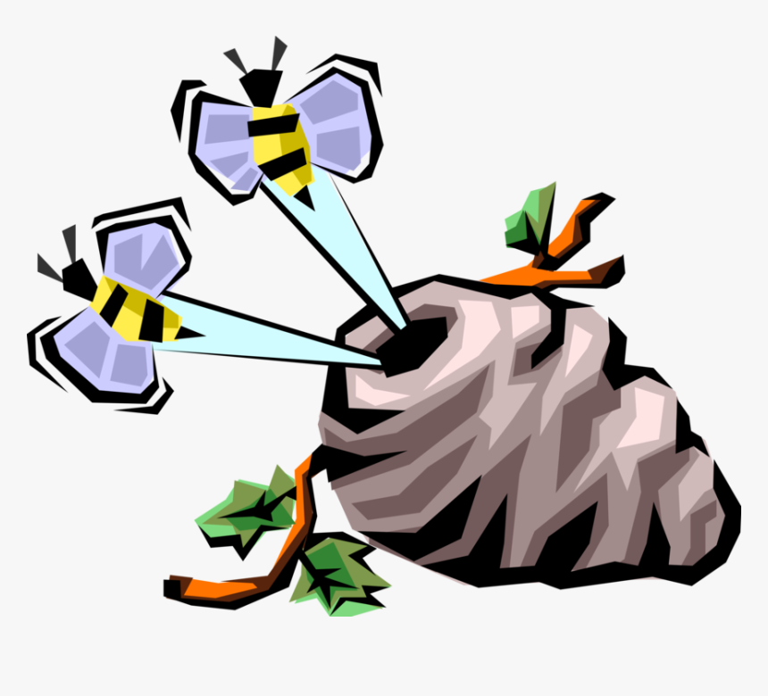 Vector Illustration Of Worker Bee Bumblebees Or Honeybees - Portable Network Graphics, HD Png Download