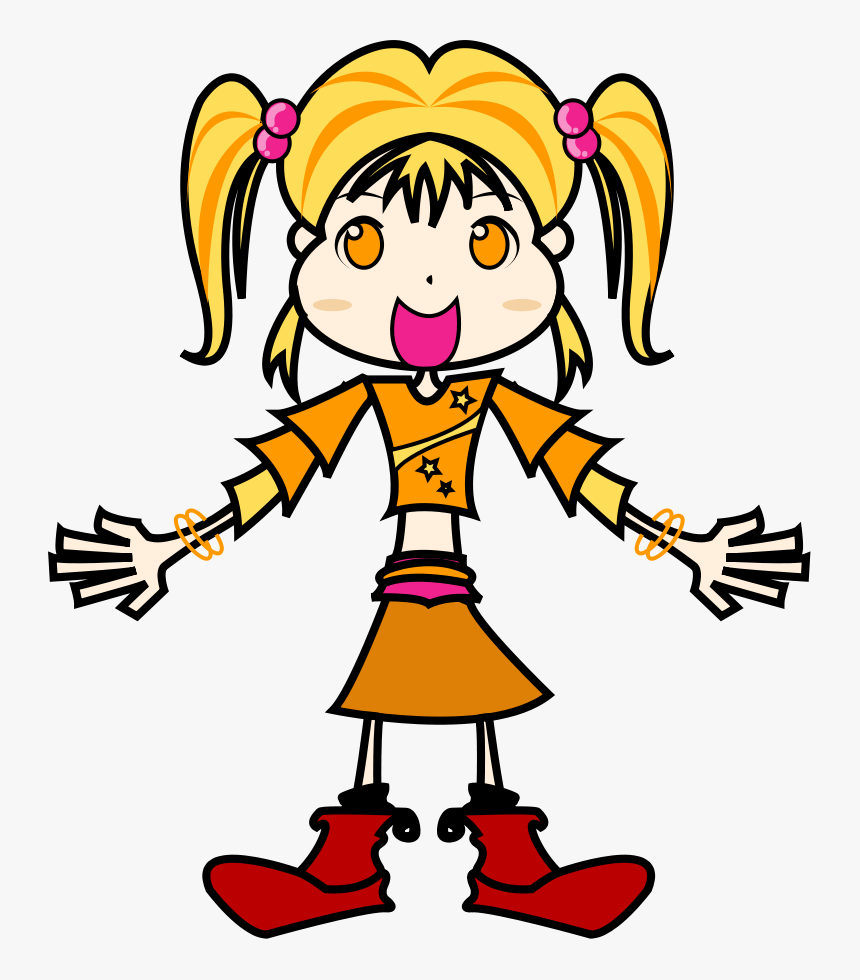 Yellow Girl Svg Clip Arts - Black And White Teen Girl Clip Art, HD Png Download
