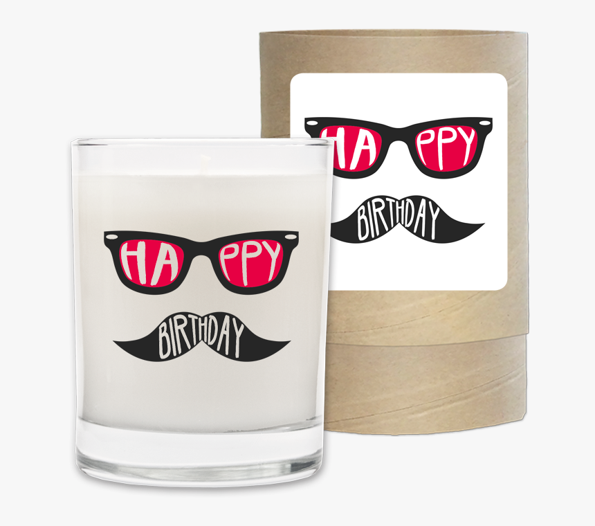 Happy Birthday Mustache Candle - Pint Glass, HD Png Download
