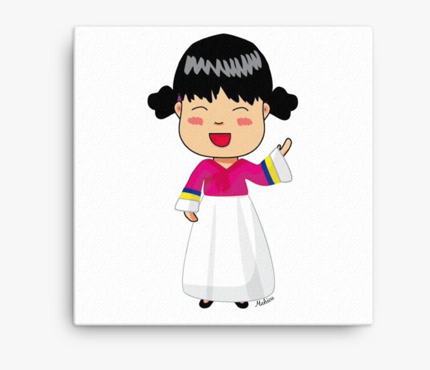 Canvas Art Print Of Korean Girl By Artist Mahieu - Cartoon, HD Png Download