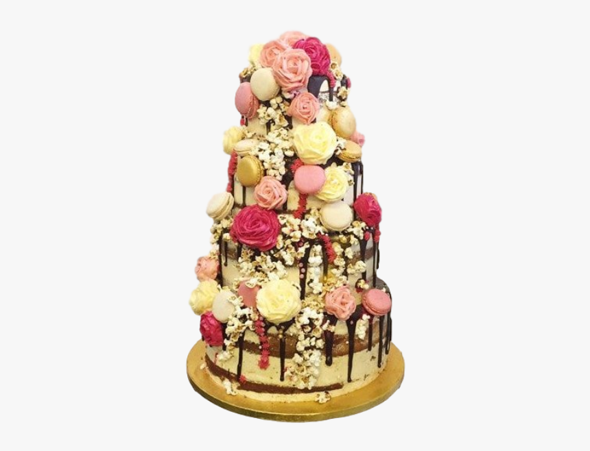 Rustic Chic Wedding Cake With Roses, HD Png Download