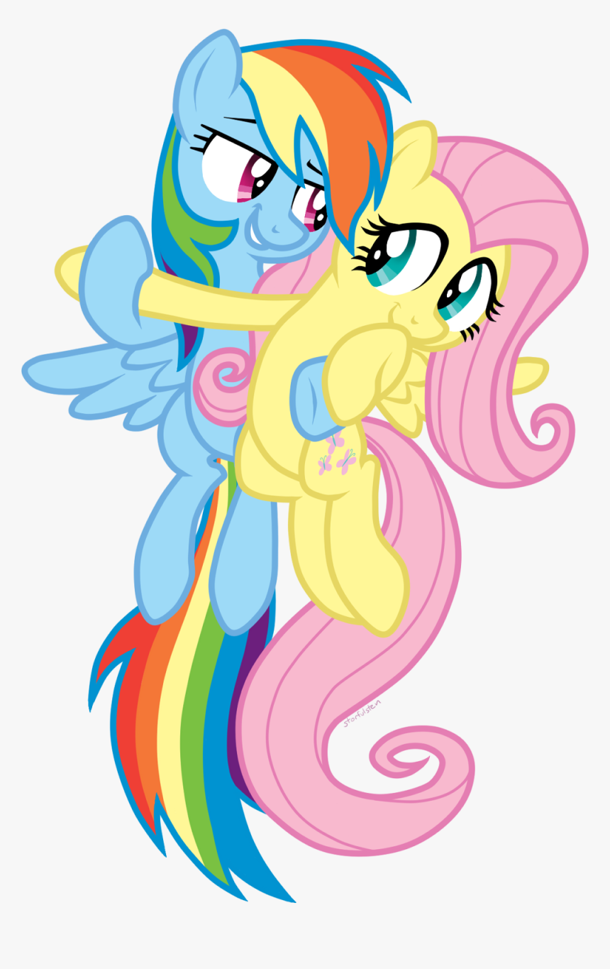 Hugging Clipart Transparent - Rainbow Dash And Fluttershy Hug, HD Png Download