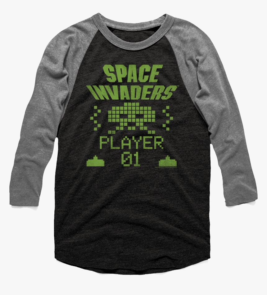 Space Invaders Raglan Baseball Shirt - Space Invaders, HD Png Download