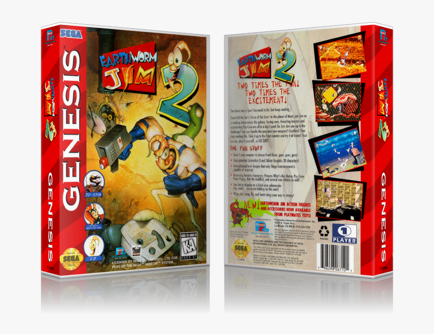Genesis Earthworm Jim2 Sega Megadrive Replacement Game - Earthworm Jim 2 Mega Drive, HD Png Download