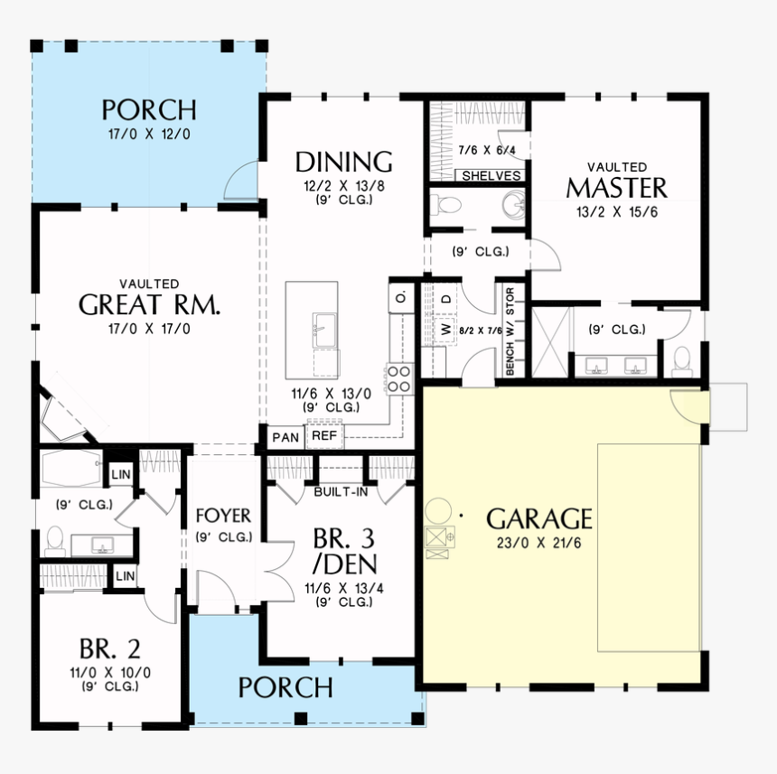 Main Floor Plan Image For Mascord Elm Tree Farm All - Floor Plan, HD Png Download