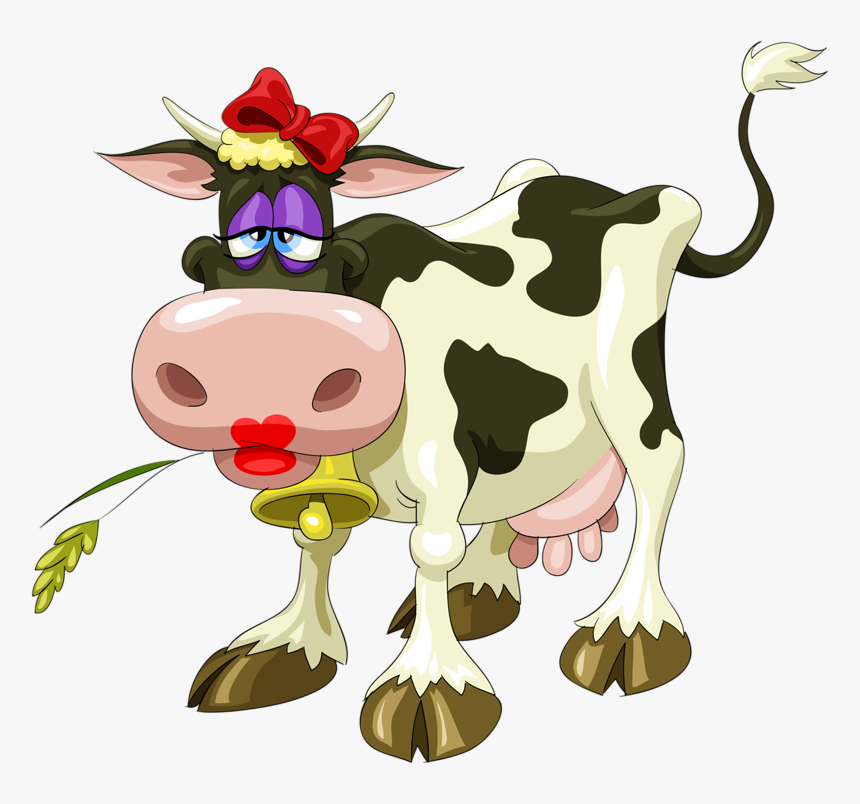 Cartoon Cow With Makeup, HD Png Download