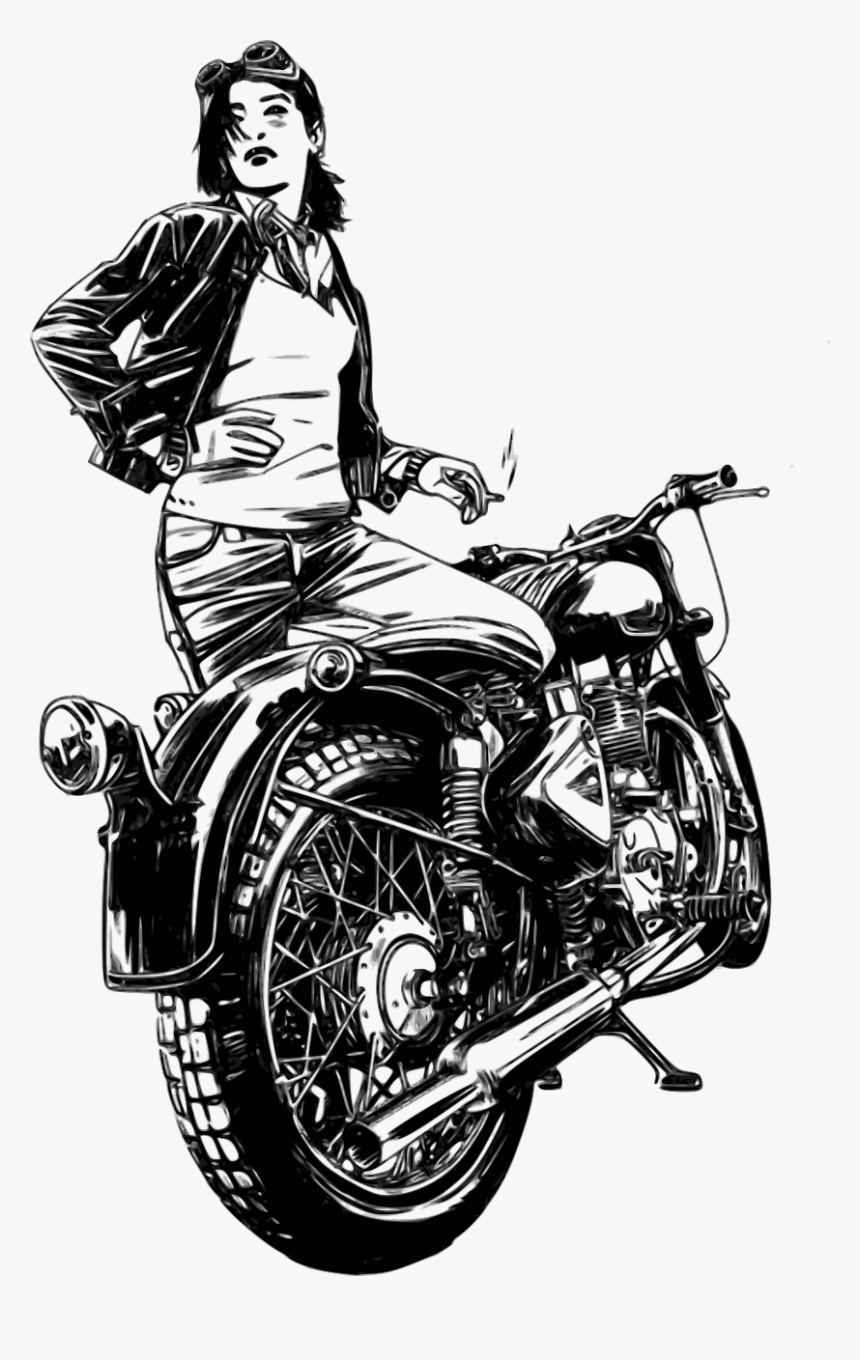 Motorbike Motorcycle Woman Free Picture - Motorcycle Woman Illustration, HD Png Download