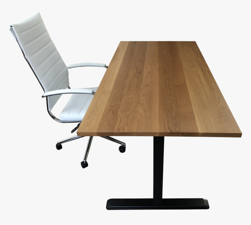 White Oak Desk Top With Chair And Standing Desk Frame - Desk, HD Png Download