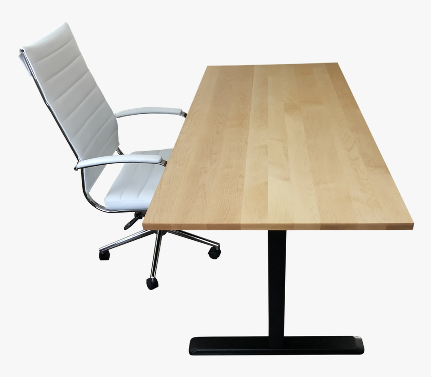 Hard Maple Desk Top With Standing Desk Frame And Chair - Desk, HD Png Download