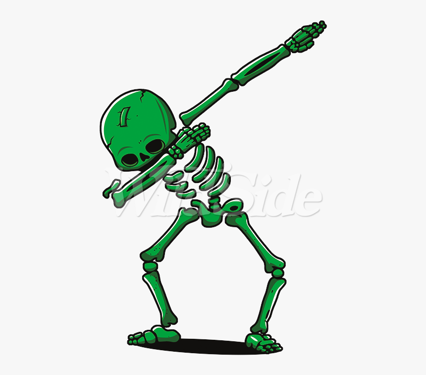 Green Dabbing Skeleton - Cartoon Transparent Cartoon Skeleton, HD Png Download