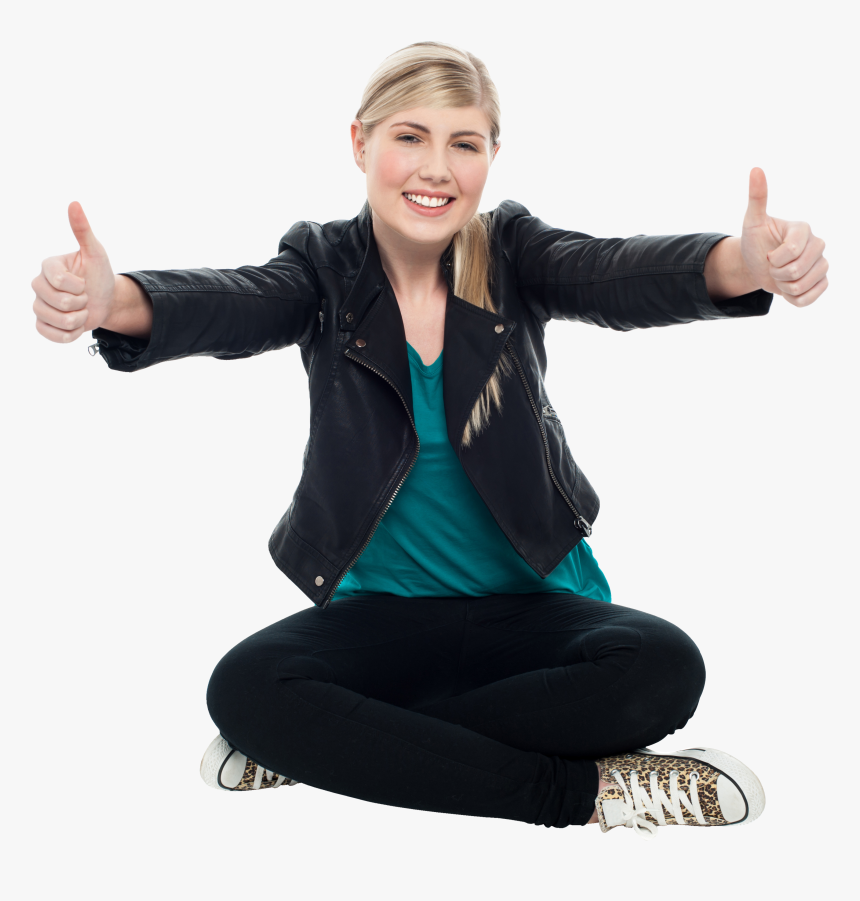 Women Pointing Thumbs Up Png Image - Thumbs Up Woman Png, Transparent Png